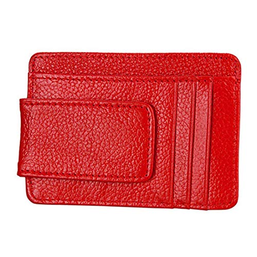 LAIFEKE Unisex Geldbörse Mit RFID Blockierung Schmale Geldklammer Echtes Leder Minimalistische Vordertasche (Rot) von LAIFEKE
