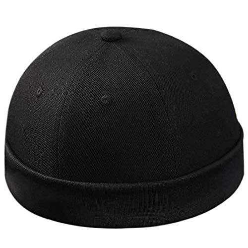 LAIFEKE Unisex Lässig Gerollt Manschette Schädel Kappe Matrosenmütze Randlos Hut Hip-Hop Vermieter Hut (Schwarz) von LAIFEKE