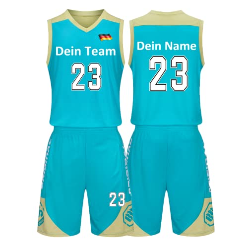 Benutzerdefiniert Basketball Trikot Kinder Herren Set mit Namen Nummer Team Logo 2-Piece Basketball Jersey Shirt & Short von LAIFU