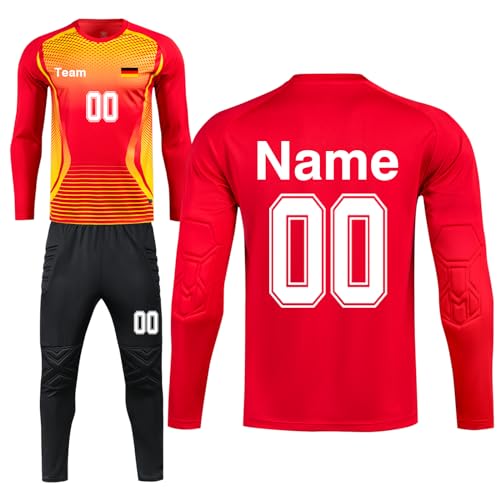 Benutzerdefiniert Kinder Herren Torwarttrikot Langarm & Shorts/Pant Set mit Namen Nummer Team Logo von LAIFU