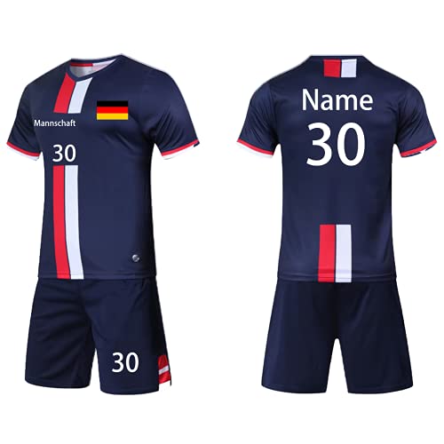 LAIFU personalisiertes fußball Trikot Kinder mit Namen Nummer Team und Logo torwarttrikot Herren Uns (Kurz Blau) von LAIFU