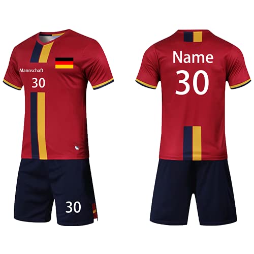 LAIFU personalisiertes fußball Trikot Kinder mit Namen Nummer Team und Logo torwarttrikot Herren Uns (Kurzes Rot) von LAIFU