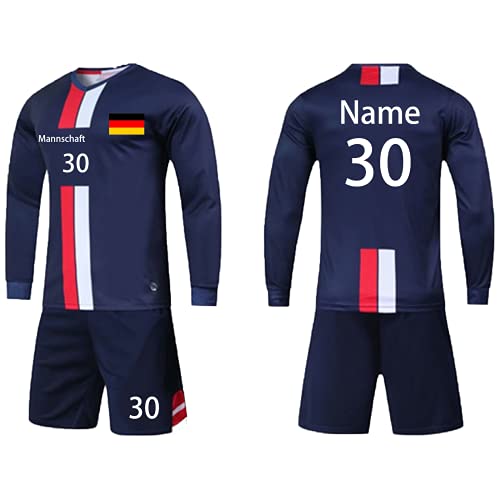 personalisiertes fußball Trikot Kinder mit Namen Nummer Team und Logo torwarttrikot Herren Uns (Langes Blau) von LAIFU