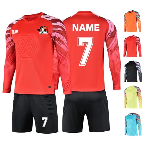 LAIFU Benutzerdefiniert Torwarttrikot Set für Erwachsene/Kind Torwarttrikot mit Nummer Name Team Logo Torwarttrikot Personalisieren von LAIFU