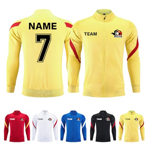 LAIFU Benutzerdefinierte Trainingsanzug für Kinder Jugend Erwachsene personalisierte Sportbekleidung mit Namen Nummer Team (DE/NL/SE/PL, Alphanumerisch, Einheitsgröße, Regular, Regular, Gelb) von LAIFU
