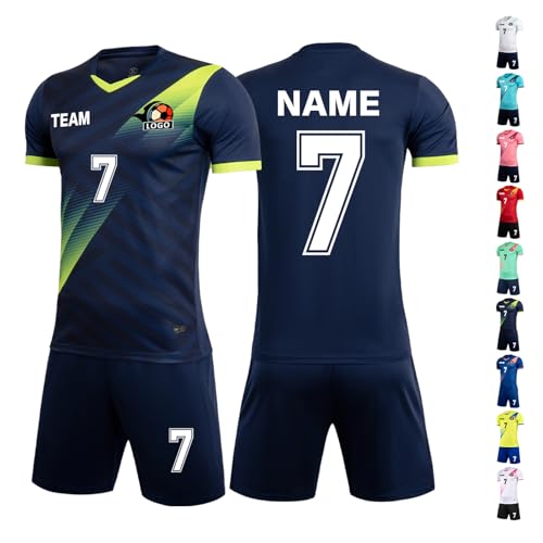 LAIFU Custom Fußballtrikot für Erwachsene Jugend Kinder personalisierte Fußballtrikots mit Ihrem Namen Nummer Team (DE/NL/SE/PL, Alphanumerisch, Einheitsgröße, Regular, Regular, Saphirblau) von LAIFU