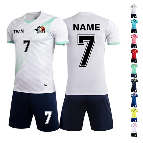 LAIFU Custom Fußballtrikot für Erwachsene Jugend Kinder personalisierte Fußballtrikots mit Ihrem Namen Nummer Team (DE/NL/SE/PL, Alphanumerisch, Einheitsgröße, Regular, Regular, Weiß) von LAIFU