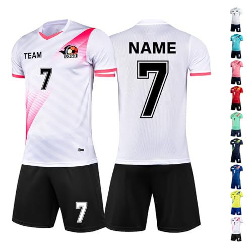 LAIFU Custom Fußballtrikot für Erwachsene Jugend Kinder personalisierte Fußballtrikots mit Ihrem Namen Nummer Team (DE/NL/SE/PL, Alphanumerisch, Einheitsgröße, Regular, Regular, Weiß2) von LAIFU