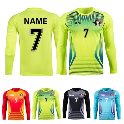 LAIFU Customized Erwachsene Kinder Torwart Trikot Personalisierte Benutzerdefinierte Name Nummer Team Name Torwart Fußballtrikot (Neon Grün) von LAIFU