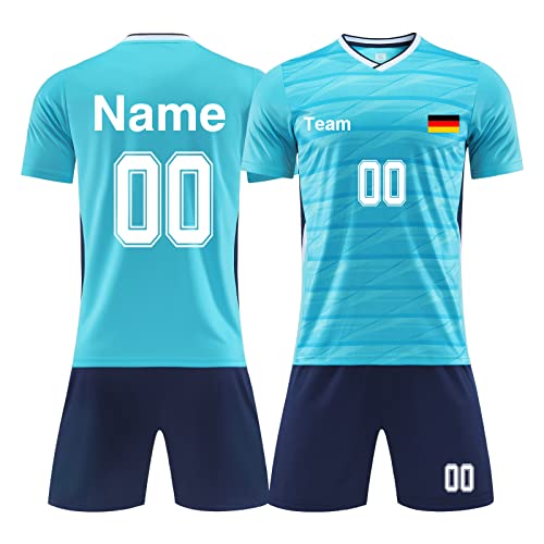 LAIFU Eigener Name Trikot Kinder Set - Personalisierte Fußball trikots Jeder Name Nummer Team Logo Fussballtrikot Jungen von LAIFU