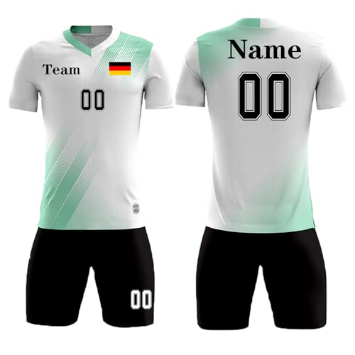 LAIFU Jungen Kinder Fussball Trikot Set Personalisiert Trikot mit Namen Fußballtrikot mit Namen von LAIFU