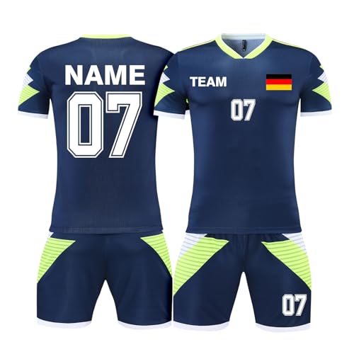 LAIFU Maßgeschneidertes Fußball Trikot für Junge Mädchen Personalisiertes Fußbal Trikot für Kinder und Erwachsene Fußball Trikot Set mit Eigenem Namen von LAIFU