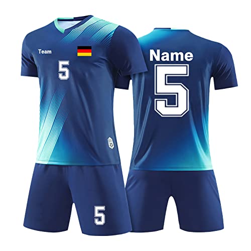 LAIFU Personalisiertes Football Trikot Kinder Erwachsene Fussball Trikots & Shorts mit Name Nummer Team Logo Fußball Trikot von LAIFU