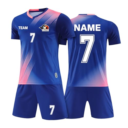 LAIFU Personalisiertes Fußballtrikot Kinders Erwachsene Fusstball Shorts&Trikots mit Name Nummer Team Logo Fußball Trikot von LAIFU