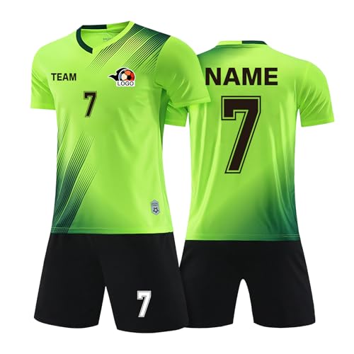LAIFU Personalisiertes Fußballtrikot Kinders Erwachsene Fusstball Shorts&Trikots mit Name Nummer Team Logo Fußball Trikot von LAIFU
