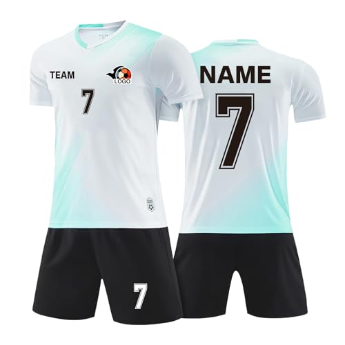 LAIFU Personalisiertes Fußballtrikot Kinders Erwachsene Fusstball Shorts&Trikots mit Name Nummer Team Logo Fußball Trikot von LAIFU