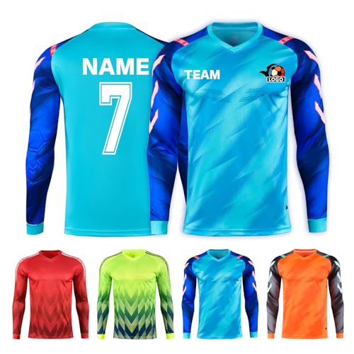 LAIFU Personalisiertes Torwarttrikot Kinder Erwachsene Herren Damen Fußball Langarmtrikot mit eigenem Namen, Nummer, Teamname von LAIFU