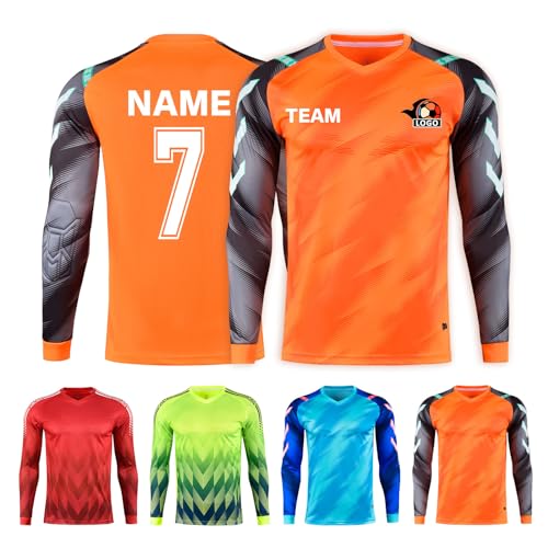 LAIFU Personalisiertes Torwarttrikot Kinder Erwachsene Herren Damen Fußball Langarmtrikot mit eigenem Namen, Nummer, Teamname von LAIFU