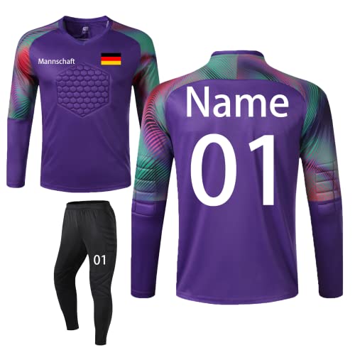 LAIFU Torwarttrikot Personalisieren (+ Torwarthose) 4 Farben für Kinder und Erwachsene - Name, Team, Nummer (Violett) von LAIFU