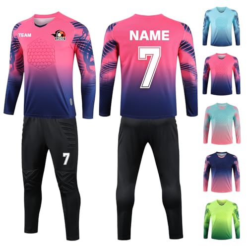 LAIFU Torwarttrikot Personalisieren für Erwachsene/Kinder Torwarttrikot Gepolstert mit Nummer Name Team (Rosenrot) von LAIFU