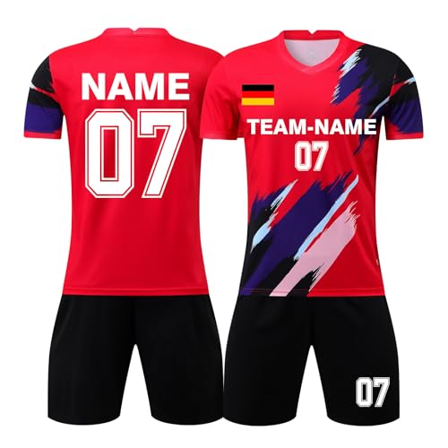LAIFU Trikot Fussball Jungen Mädchen Fußball Trikot Personalisiert für Kinder Erwachsener Fussballtrikot Set mit Eigenem Namen von LAIFU