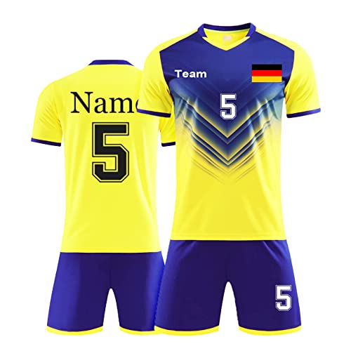 LAIFU personalisiertes Fußballtrikot mit Namensnummer Logo für Kinder Erwachsene Männer Frauen Personalisierte Fußballshirt und Short (Navy Blue) von LAIFU