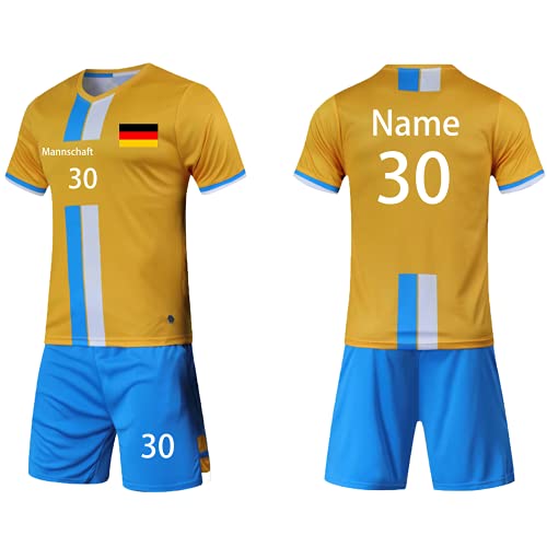 LAIFU personalisiertes fußball Trikot Kinder mit Namen Nummer Team und Logo torwarttrikot Herren Uns (Kurz Gelb) von LAIFU