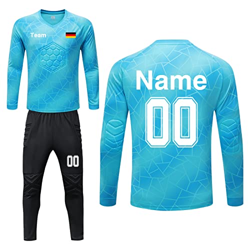 Torwarttrikot Personalisieren Torwarttrikot Set für Herren Kinder Torwart Trikot mit Nummer Name Team Logo von LAIFU