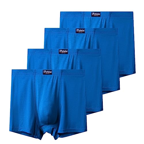 LAIJIANG 4-Pack Mens Boxers with Elastic Waist,3-10XL Cotton Soft Boxer Shorts Men Stretch Fit 140-160kg Mens Underwear for Everyday Wear (Color : Blauw, Size : (10X-L)) von LAIJIANG