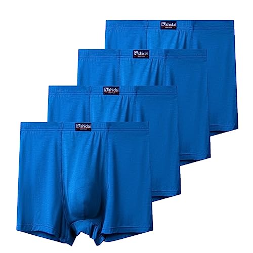 LAIJIANG 4-Pack Mens Boxers with Elastic Waist,3-10XL Cotton Soft Boxer Shorts Men Stretch Fit 140-160kg Mens Underwear for Everyday Wear (Color : Blauw, Size : (9X-L)) von LAIJIANG