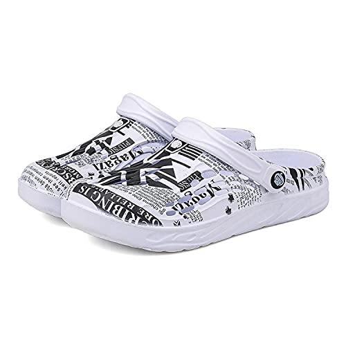LAILI Herren Garten verstopfen Schuhe Strandsandalen atmungsaktive Hausschuhe Duschschuhe Wasser Wanderschuhe blau und weiß Porzellan Serie Modehausschuhe Reiseschuhe Weiß 44 von LAILI
