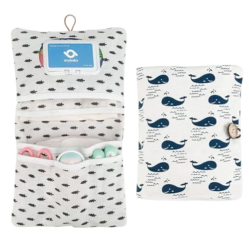 LAINIKE Windeltasche Organizer und Kosmetiktasche 2in1 Windeltasche Kleine Wickeltasche Organizer Baby Windeltasche für Mutter Unterwegs (Wal) von LAINIKE