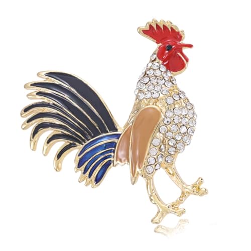 Einzigartige Hahn-Brosche aus Legierung, Kristall, geeignet für Freizeit oder formelle Anlässe, Unisex, Mode-Accessoire, Hahn-Brosche, Party-Schmuck-Accessoire von LAIOUSN