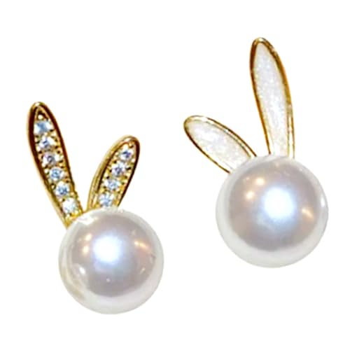 Entzückende Hasen-Ohrringe mit frühlingshaften Kaninchen, Kunstperlen, Verzierung, Schmuck-Accessoire für Oster-Outfit, Koordination, Legierung, Ohrringe für Damen von LAIOUSN