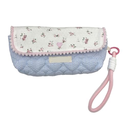 Federmäppchen mit Blumendruck, mit Umhängeband, tragbare Taschen, großes Fach, Federmäppchen, Reise-Kosmetiktasche für Frauen und Mädchen, Multifunktions-Organizer, C von LAIOUSN