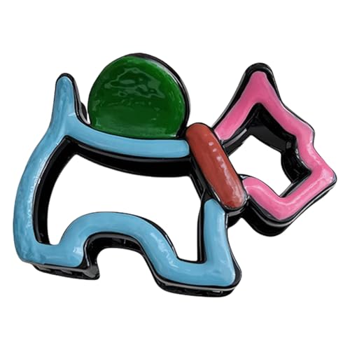 Haarklammer mit farbigem Tiermotiv, hoher Pferdeschwanz, Styling-Werkzeug, niedliches Welpen-Design, rutschfest, Haar-Accessoires für Damen von LAIOUSN