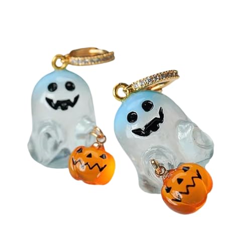 Halloween-Kürbis-Ohrringe mit niedlichem Festival, baumelnder Schmuck, Legierung, Textur, Ohrschmuck, geeignet für Themenpartys, Specter-Kürbis-Ohrhänger von LAIOUSN