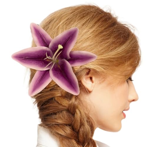 Handgefertigte realistische Lilien-Haarklammer, rutschfest, starker Griff, für formelle und Freizeitfrisuren von LAIOUSN