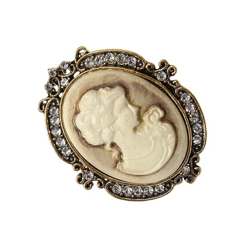 Klassische Cameo-Porträt-Brosche, Retro, filigranes Design, mit stabiler Legierung, Damen-Kleidungszubehör zum Verschenken, Datumslose Damenbekleidung Accessoire, Einheitsgröße, Wie beschrieben von LAIOUSN