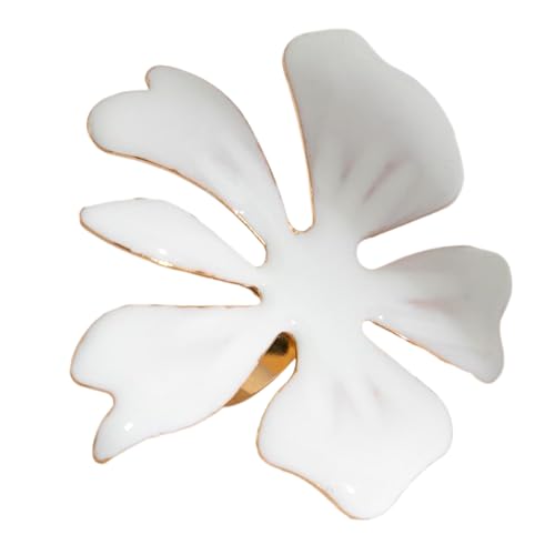 LAIOUSN Auffällige blumenförmige Ringe mit großen Perlen und Seestern-Motiv, modischer übertriebener Schmuck für Frauen, verstellbar, offen, Einheitsgröße, Wie beschrieben, Wie beschrieben von LAIOUSN