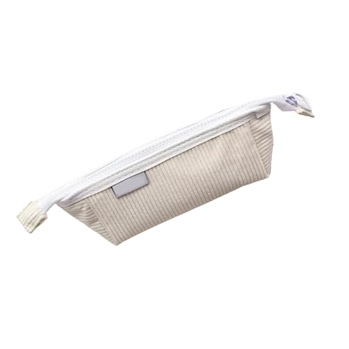 LAIOUSN Federmäppchen aus Cord mit Reißverschluss für Studenten, Mädchen, Erwachsene, große Kapazität, Stiftebeutel, Reise-Kosmetik-Aufbewahrungstasche, beige von LAIOUSN