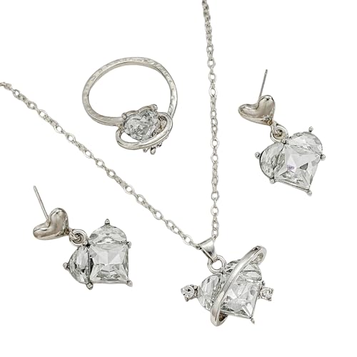 LAIOUSN Hochzeitsschmuck-Set, Herz-Anhänger, Halskette, Tropfenohrringe, Party-Schmuck-Set, Herzringe, Legierung, Textur für Hochzeit, Party, Anhänger, Halskette, Einheitsgröße, Wie beschrieben, Wie LAIOUSN Hochzeitsschmuck-Set, Herz-Anhänger, Halskette, Tropfenohrringe, Party-Schmuck-Set, Herzringe, Legierung, Textur für Hochzeit, Party, Anhänger, Halskette, Einheitsgröße, Wie beschrieben, Wie von LAIOUSN
