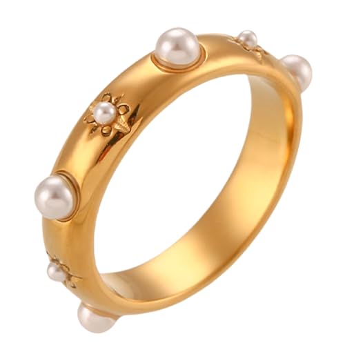 LAIOUSN Party-Ringe, Handschmuck, einzigartige Metallringe, die einen modischen Look für diejenigen, die Individualität umarmen, Edelstahlschmuck, Inlaid with pearls, Wie beschrieben, Wie beschrieben von LAIOUSN