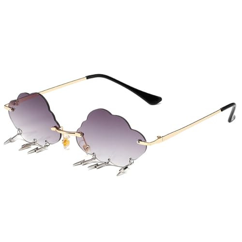 LAIOUSN Punk-Wolken und Quasten, Sonnenbrillen, Trendsetter für Urlaubskleid, rahmenloser Rahmen, Felsschattierungen, rahmenloser Rahmen, Quasten, Sonnenbrille, Goldener Rahmen nach und nach von LAIOUSN