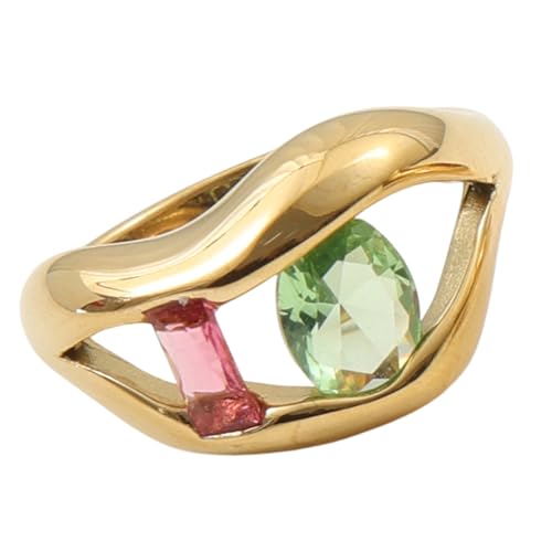 LAIOUSN Unique Lip Designs Stilvolle Zirkonia-Ringe, tragbar, Titan-Stahlschmuck, 3 Größen, Accessoire für trendige Frauen, Zirkonia-Schmuck von LAIOUSN