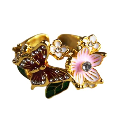 LAIOUSN Verstellbarer Schmetterling mit offener Blume, Schmuck, Legierung, Textur, Geschenk für Mode-Liebhaber, Datumsringe, Gold, Wie beschrieben, Wie beschrieben von LAIOUSN