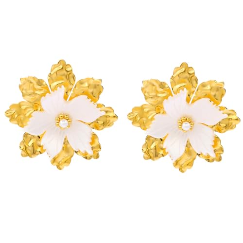 Trendige unregelmäßig geformte Blumenohrringe, handgefertigte Blumen-Charm-Ohrstecker, stilvolles Ohrbekleidungszubehör für Damen und Mädchen, modische Damen-Ohrringe, Einheitsgröße, Wie beschrieben von LAIOUSN