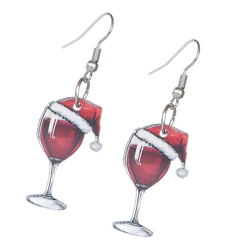 Weinbecher-Ohrringe mit Hut, Weihnachtskleid-Muster, Tropfenohrringe, Acryl-Textur, für Frauen, Weihnachtsfeier, Urlaubsgeschenke, Einheitsgröße, Wie beschrieben, Wie beschrieben Weinbecher-Ohrringe mit Hut, Weihnachtskleid-Muster, Tropfenohrringe, Acryl-Textur, für Frauen, Weihnachtsfeier, Urlaubsgeschenke, Einheitsgröße, Wie beschrieben, Wie beschrieben von LAIOUSN