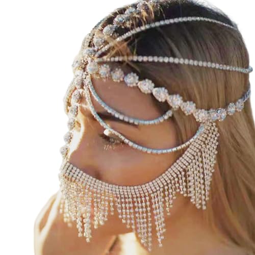 Zarte Strass-Quasten, Schleier, Kopfschmuck, Maskerade, Party, Tanzkostüm, Haarschmuck für modische Frauen Zarte Strass-Quasten, Schleier, Kopfschmuck, Maskerade, Party, Tanzkostüm, Haarschmuck für modische Frauen von LAIOUSN