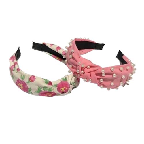 Christmas hair band Rosafarbenes Haarband Mit Perlen-Schachbrettmuster Und Breitem Knoten Pink fashionable hair band(Beads) von LAJHDCG